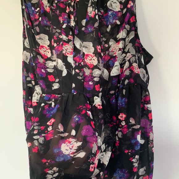 Torrid Floral Print Chiffon Tie Front Tank Top - Picture 6 of 7